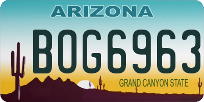 AZ license plate BOG6963