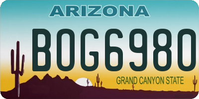 AZ license plate BOG6980
