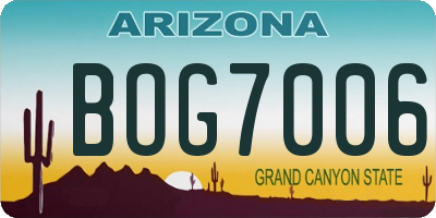 AZ license plate BOG7006