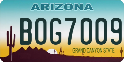 AZ license plate BOG7009