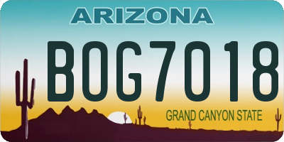 AZ license plate BOG7018