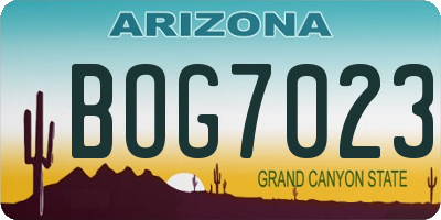 AZ license plate BOG7023