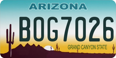 AZ license plate BOG7026