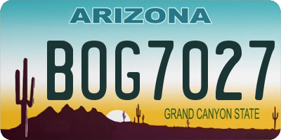 AZ license plate BOG7027