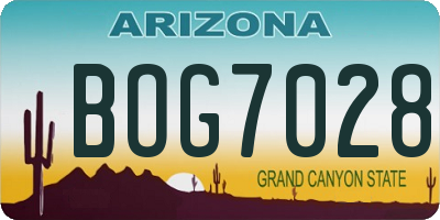 AZ license plate BOG7028