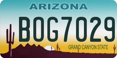 AZ license plate BOG7029