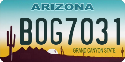 AZ license plate BOG7031