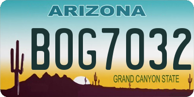 AZ license plate BOG7032