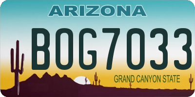AZ license plate BOG7033