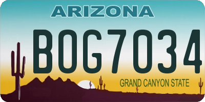 AZ license plate BOG7034