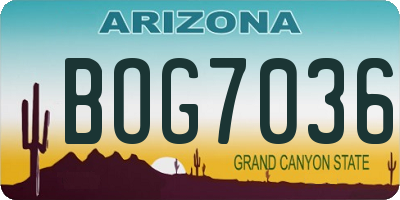 AZ license plate BOG7036