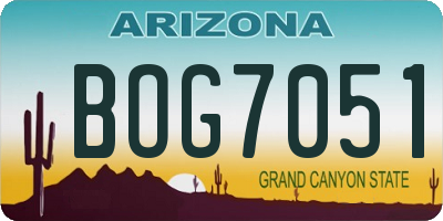 AZ license plate BOG7051