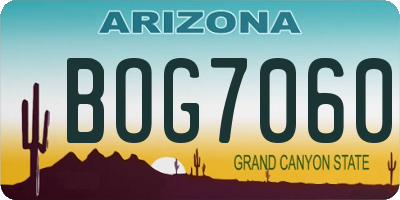 AZ license plate BOG7060
