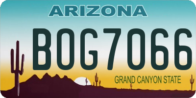 AZ license plate BOG7066