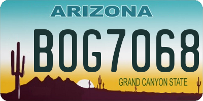 AZ license plate BOG7068