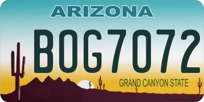 AZ license plate BOG7072