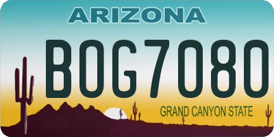 AZ license plate BOG7080