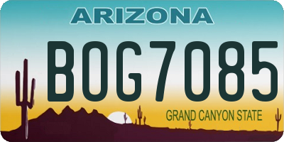 AZ license plate BOG7085