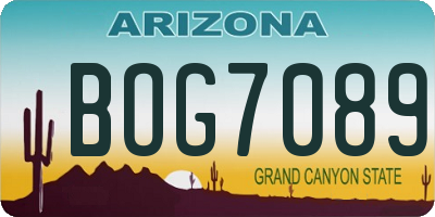AZ license plate BOG7089