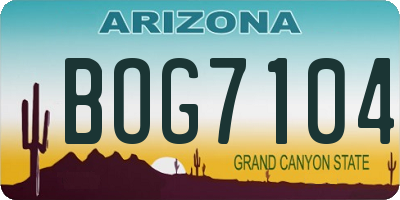 AZ license plate BOG7104