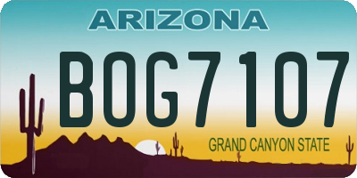 AZ license plate BOG7107
