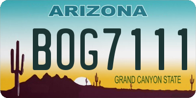 AZ license plate BOG7111