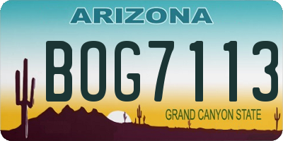AZ license plate BOG7113