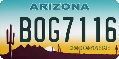 AZ license plate BOG7116