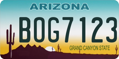 AZ license plate BOG7123