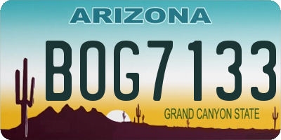 AZ license plate BOG7133