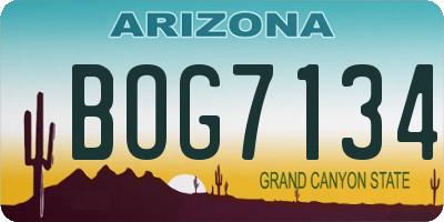 AZ license plate BOG7134