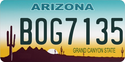 AZ license plate BOG7135