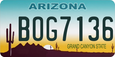 AZ license plate BOG7136