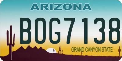 AZ license plate BOG7138