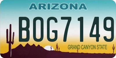 AZ license plate BOG7149