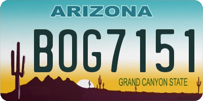 AZ license plate BOG7151
