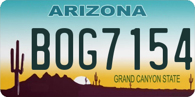 AZ license plate BOG7154