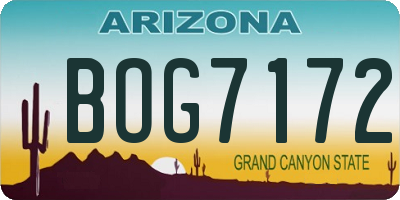 AZ license plate BOG7172