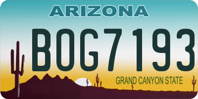 AZ license plate BOG7193