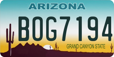 AZ license plate BOG7194
