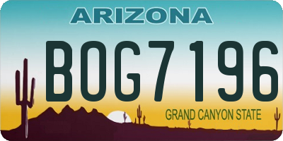 AZ license plate BOG7196