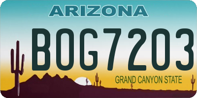 AZ license plate BOG7203