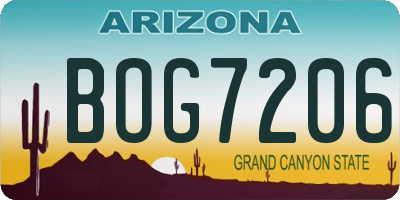 AZ license plate BOG7206
