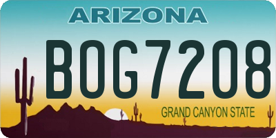AZ license plate BOG7208