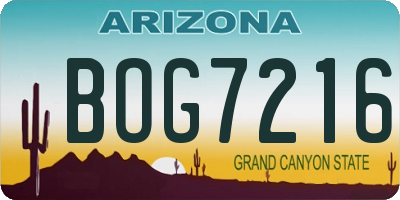 AZ license plate BOG7216
