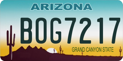 AZ license plate BOG7217