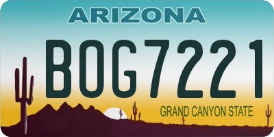 AZ license plate BOG7221