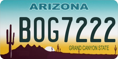 AZ license plate BOG7222