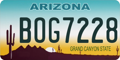 AZ license plate BOG7228