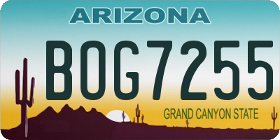 AZ license plate BOG7255